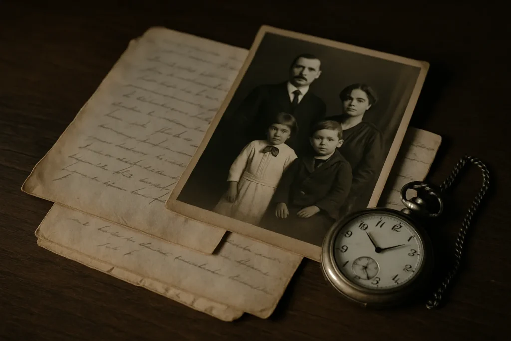 Collection d'objets anciens et sentimentaux sous un éclairage doux