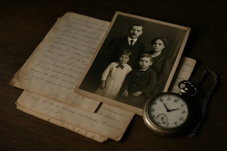 Collection d'objets anciens et sentimentaux sous un éclairage doux
