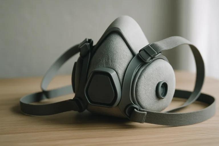Gros plan sur un masque respiratoire indispensable pour un nettoyage après décès